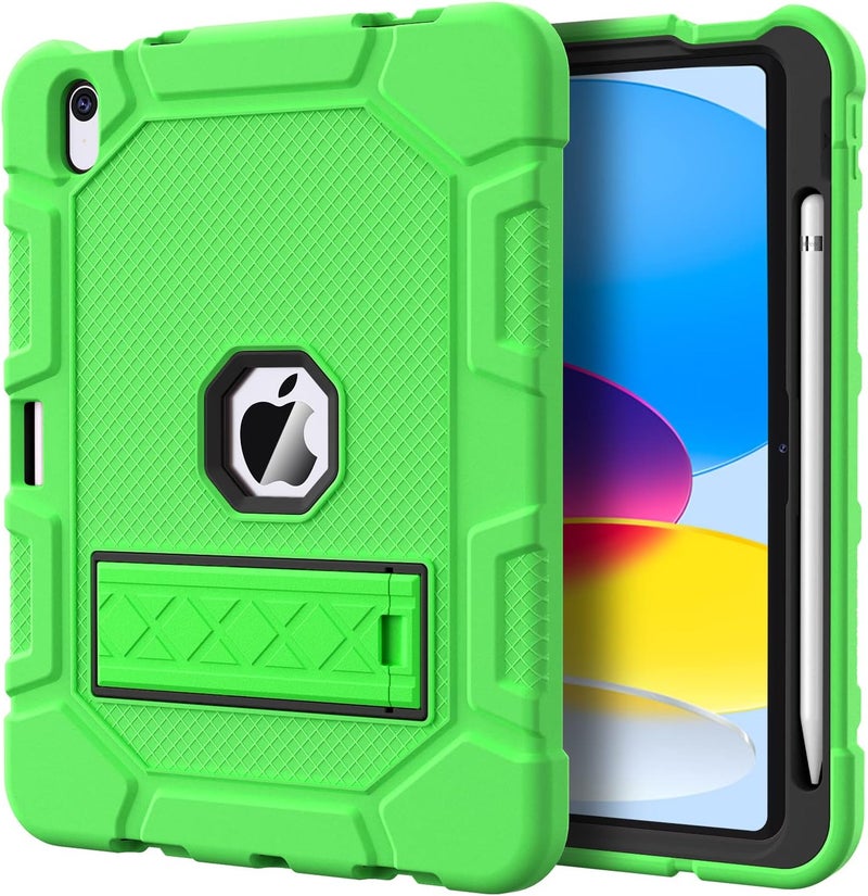 Azzsy Case for iPad (A16) 11th Generation 11 Inch 2025 / iPad 10th Generation 10.9 Inch 2022, [Built-in Pencil Holder] Heavy Duty Shockproof Rugged Protective Case, Green - Image 1